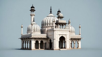 White Mughal Mosque 3D Model