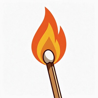 Lit matchstick illustration