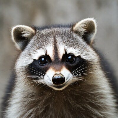 Closeup raccoon with big eyes