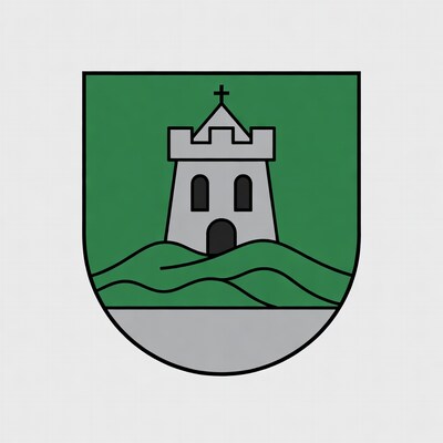 Green Coat of Arms with Gray Tower
