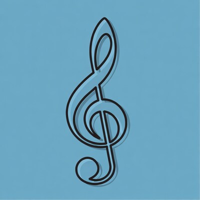 Blue Treble Clef Outline