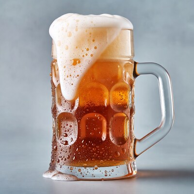 Frothy Beer Mug with Condensation