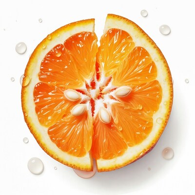 Sliced Orange with Water Droplets