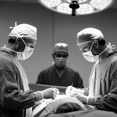 Surgeons performing surgery in operating room