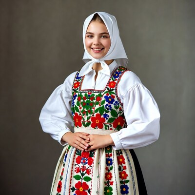 Girl in Hungarian folk dress