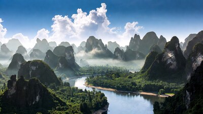 Karst Mountains and River Landscape