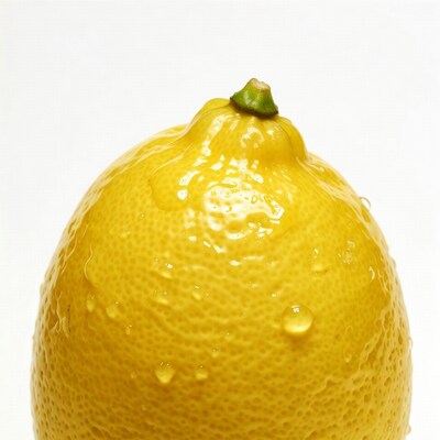 Fresh dewy yellow lemon
