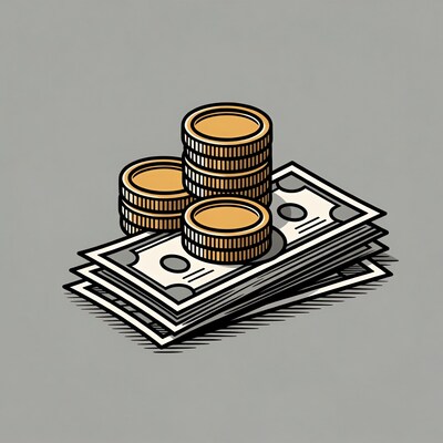 Stacks of Gold Coins and Dollar Bills