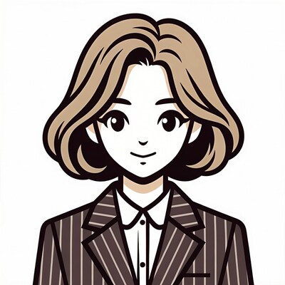 Anime girl in pinstripe suit