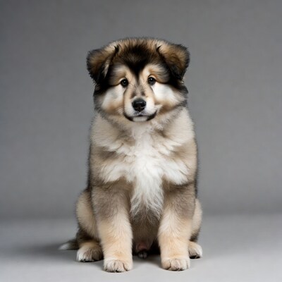 Fluffy Husky Puppy Sitting