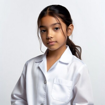Asian girl in white lab coat