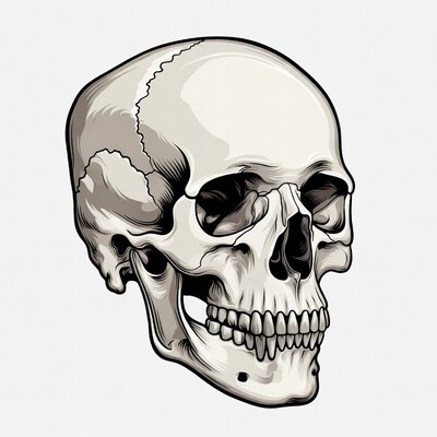 Detailed Human Skull Illustration