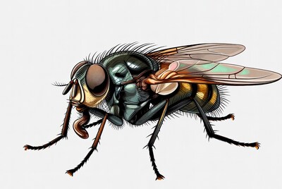 Detailed illustration of housefly