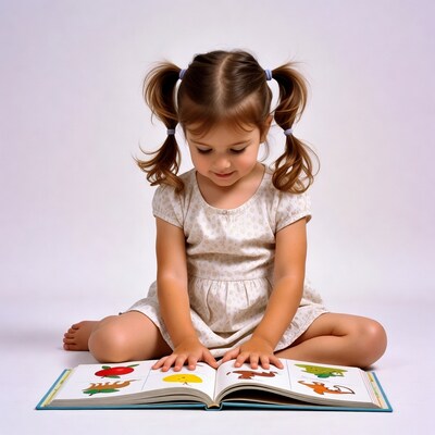 Girl reading picture book