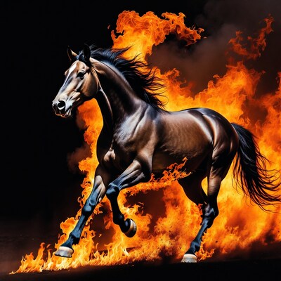 Horse galloping through fire