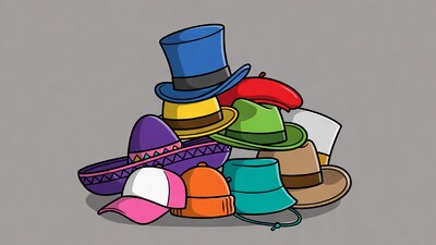 Stack of colorful hats illustration