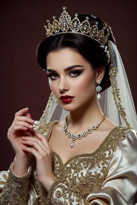 Woman in royal gown with crown
