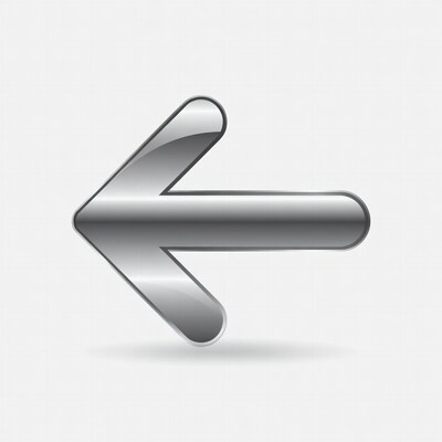 Shiny Silver Left Arrow Icon