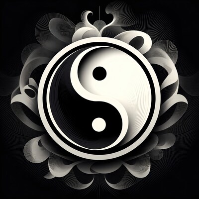Ornate Yin Yang Symbol Illustration