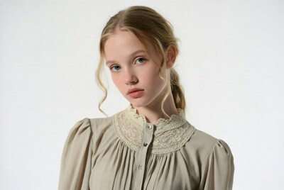 Girl in lace collar blouse