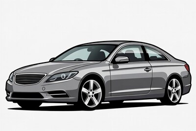 Silver coupe car illustration