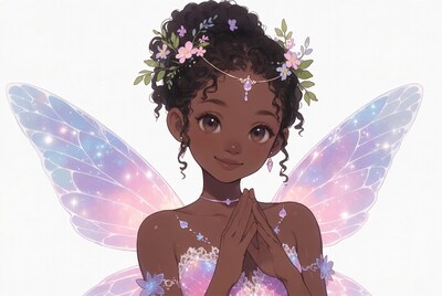 Black girl fairy with wings