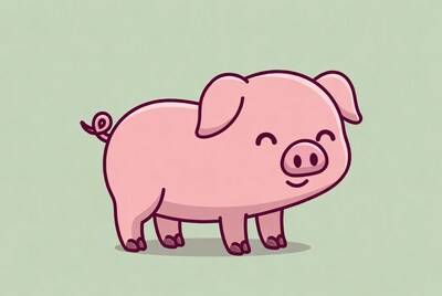 Cute pink pig illustration