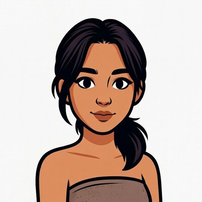 Cartoon Asian woman in towel