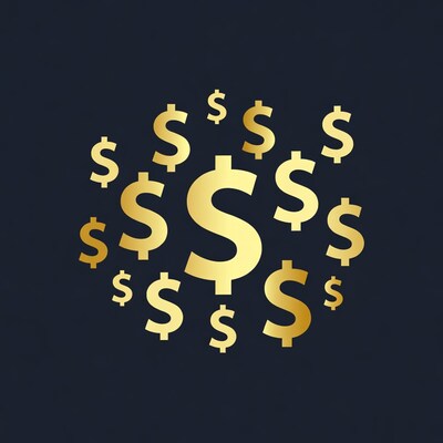 Golden Dollar Signs on Dark Background