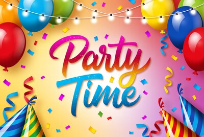 Party Time Balloons and Confetti