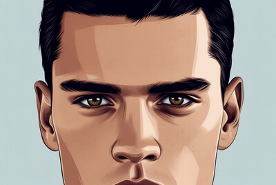 Handsome man with brown eyes illustration