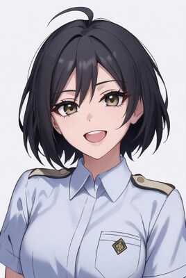 Anime girl smiling in navy uniform