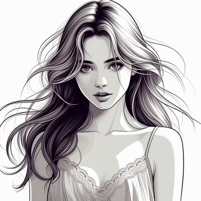Beautiful woman with flowing hair