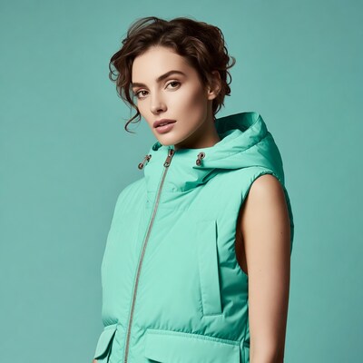 Woman in green puffer vest