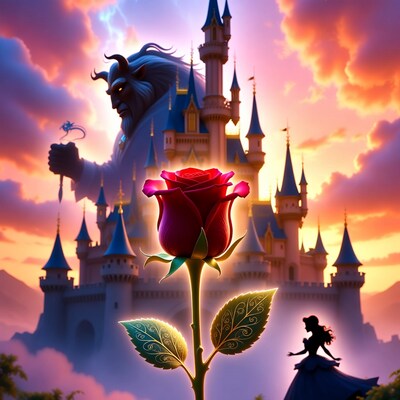 Beauty and the Beast Rose Castle Silhouette