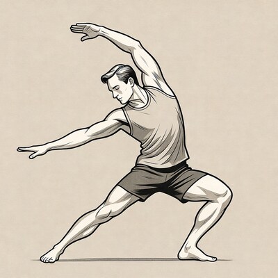 Man doing warrior yoga pose