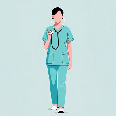 Asian nurse holding stethoscope