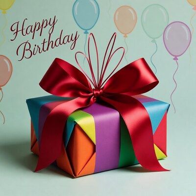 Happy Birthday Gift with Balloons