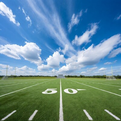 Football field with 50 yard line