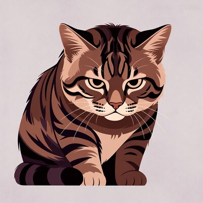 Tabby cat illustration sitting