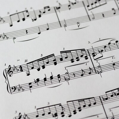 Close-up sheet music notation