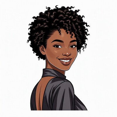 Smiling African-American woman with curly hair
