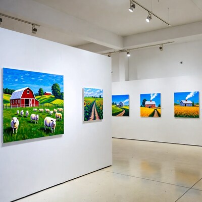 Farm Paintings with Sheep in Gallery