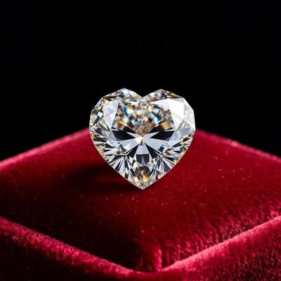 Heart-Shaped Diamond on Red Velvet