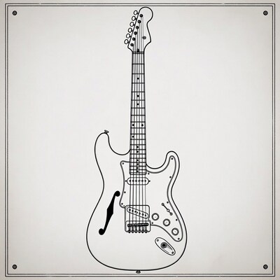 Line Art Telecaster Electric Guitar