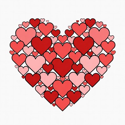Heart shape from red pink hearts