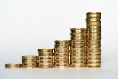 Stacks of gold coins ascending