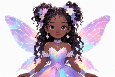 Black girl fairy with wings