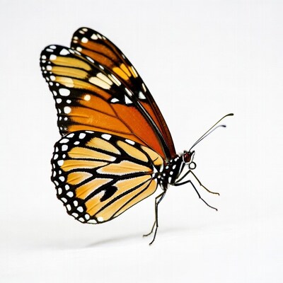 Monarch Butterfly on White Background