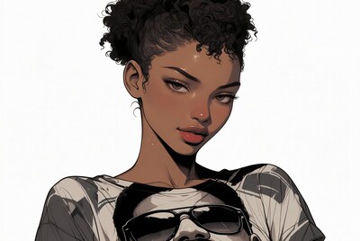 African-American woman with man in sunglasses